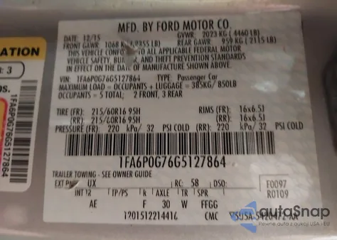 2016 Ford Fusion S из США, поврежденный, VIN 1FA6P0G76G5127864